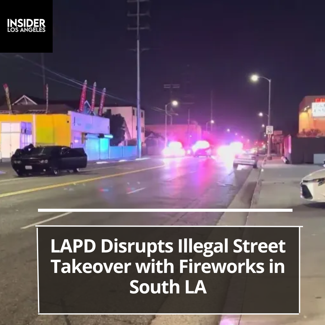 On Sunday morning, the LAPD intervened in an unlawful street takeover marked by reckless behaviour and fireworks.