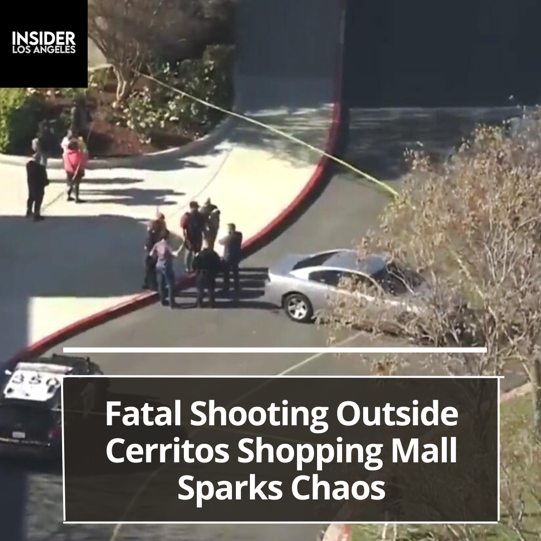 A fatal shooting outside the Los Cerritos Centre in Cerritos, California, on Friday afternoon, left one suspect dead.